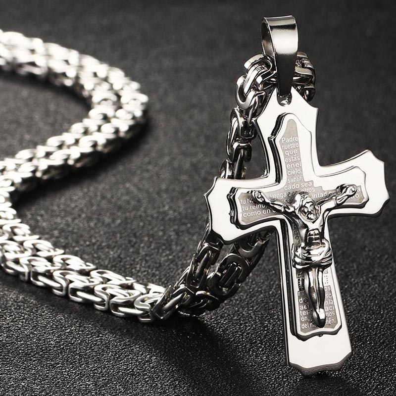 Dây Chuyền Mặt Thánh Giá Và Chúa Jesus Bằng Thép Không Gỉ Cho Nam