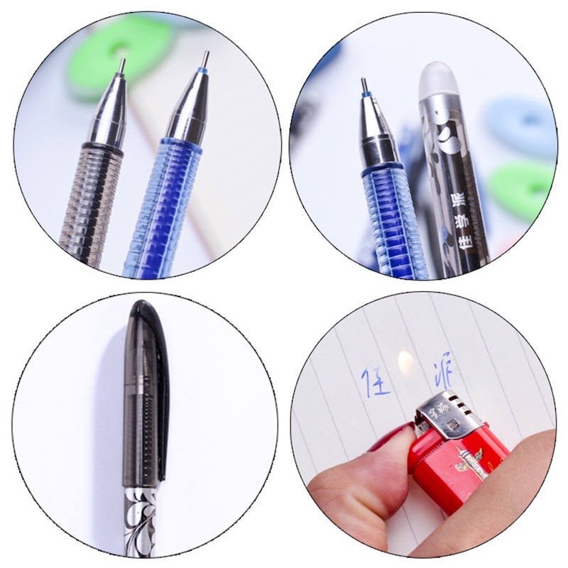 Set 2 Bút Bi + 10 Ruột Thay Thế Mực Đen Và Xanh Ngòi 0.5mm