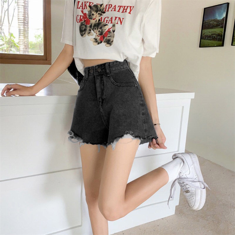 Quần Short Denim Lưng Cao Ống Rộng Thời Trang Mùa Hè Phong Cách Hàn Quốc Cho Nữ
