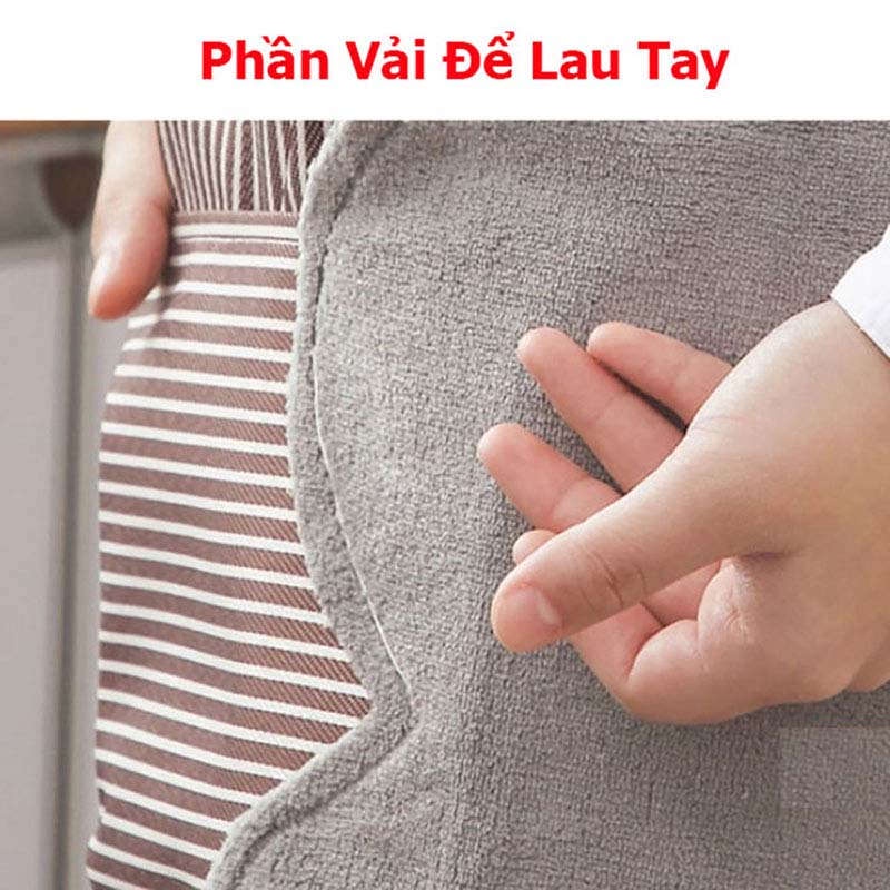Tạp dề kẻ sọc chống thấm nước, túi có khăn lau tiện lợi kiểu dáng hiện đại (70 x 72) cm Store4girls