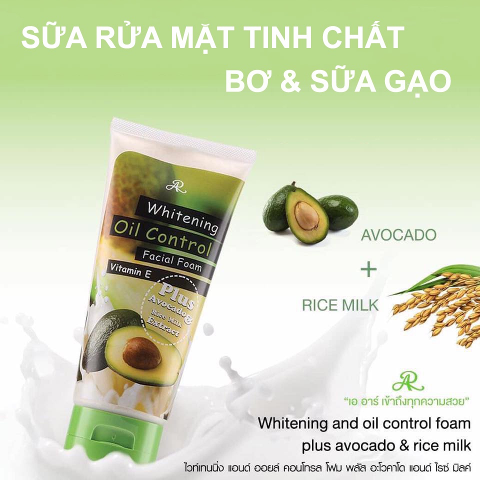 Sữa rửa mặt tinh chất Bơ Sữa Gạo Thái Lan chiết xuất từ thiên nhiên giàu vitamin giúp da mịn màng,trắng sáng, sạch mụn
