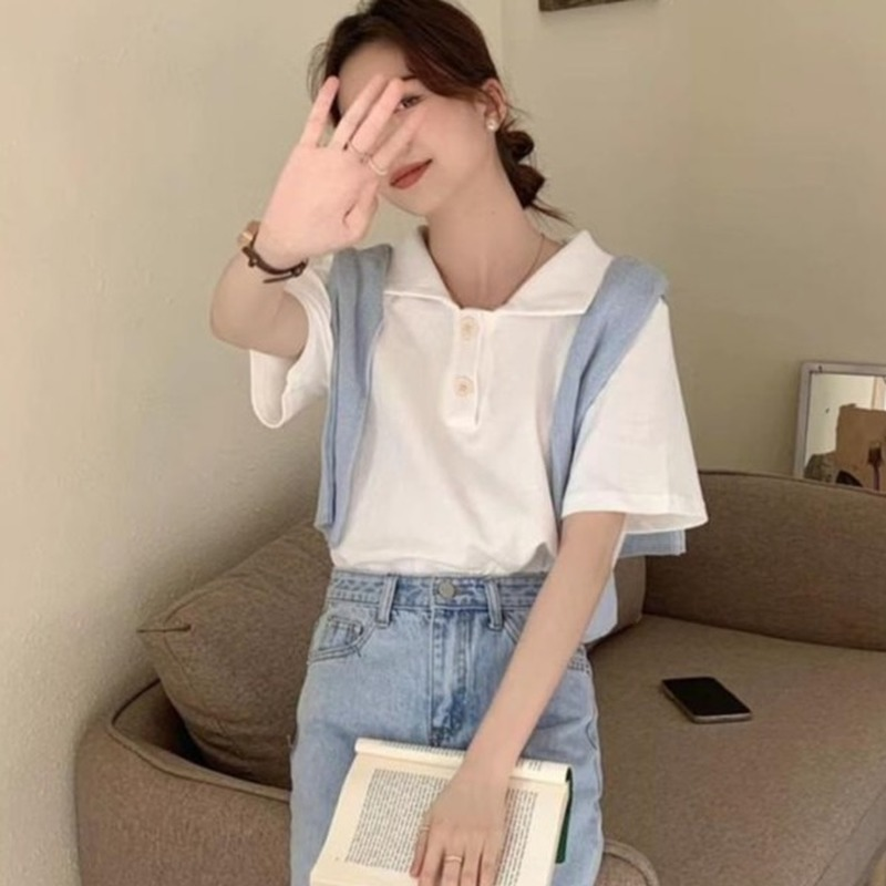 Áo Thun Polo Ngắn Tay Phong Cách Hàn Quốc Dành Cho Nữ 210521 | BigBuy360 - bigbuy360.vn