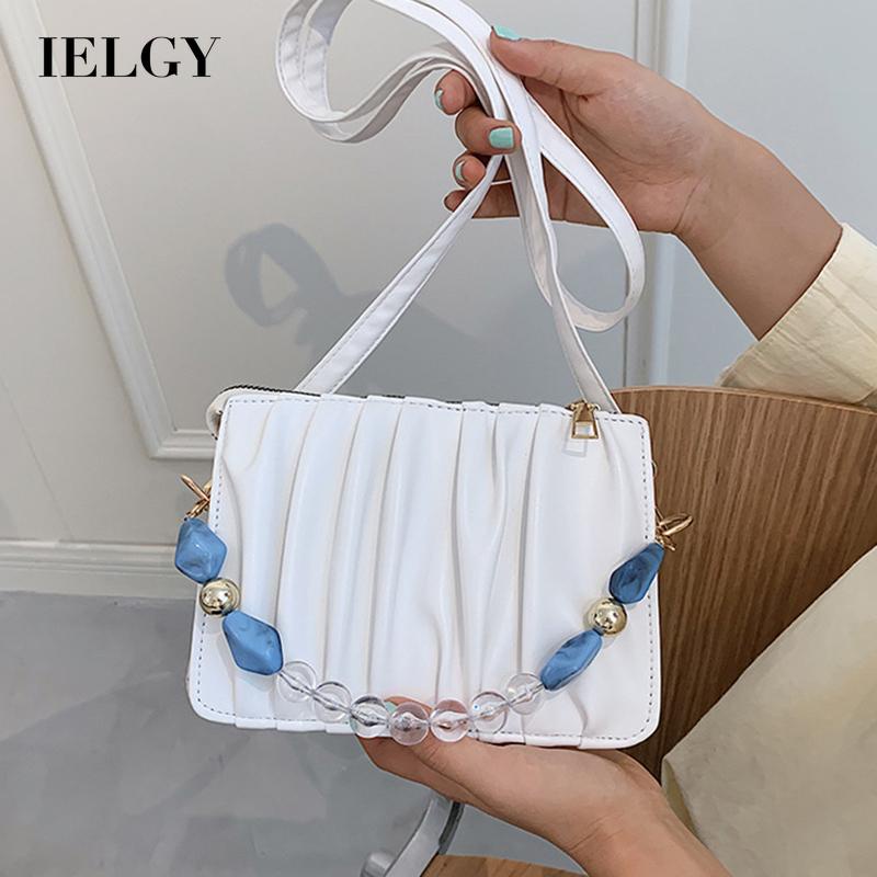 Túi đeo chéo IELGY thiết kế hình dạng đám mây đính chuỗi dây hạt thời trang