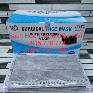 Hộp 50 cái khẩu trang y tế Hafapro than hoạt tính màu xám