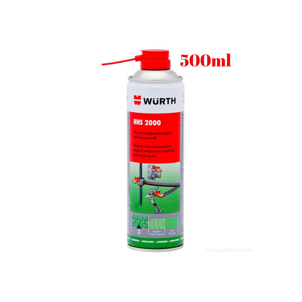 Mỡ Bò Nước Dạng Xịt Bôi Trơn Chịu Nhiệt Wurth HHS 2000 500ml