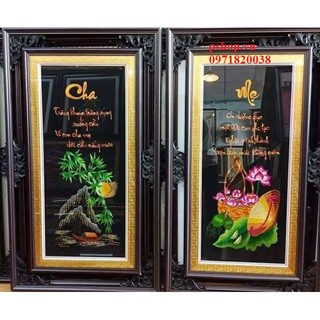 Tranh Thư pháp - Tranh thêu thành phẩm Công ơn cha mẹ TL032 80x80 - Tranh thêu thành phẩm Cha mẹ chưa khung