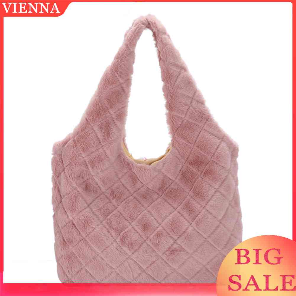 Túi Xách Lông Nhung Mềm Mại Họa Tiết Hình Thoi Thời Trang Thu Đông Cho Nữ