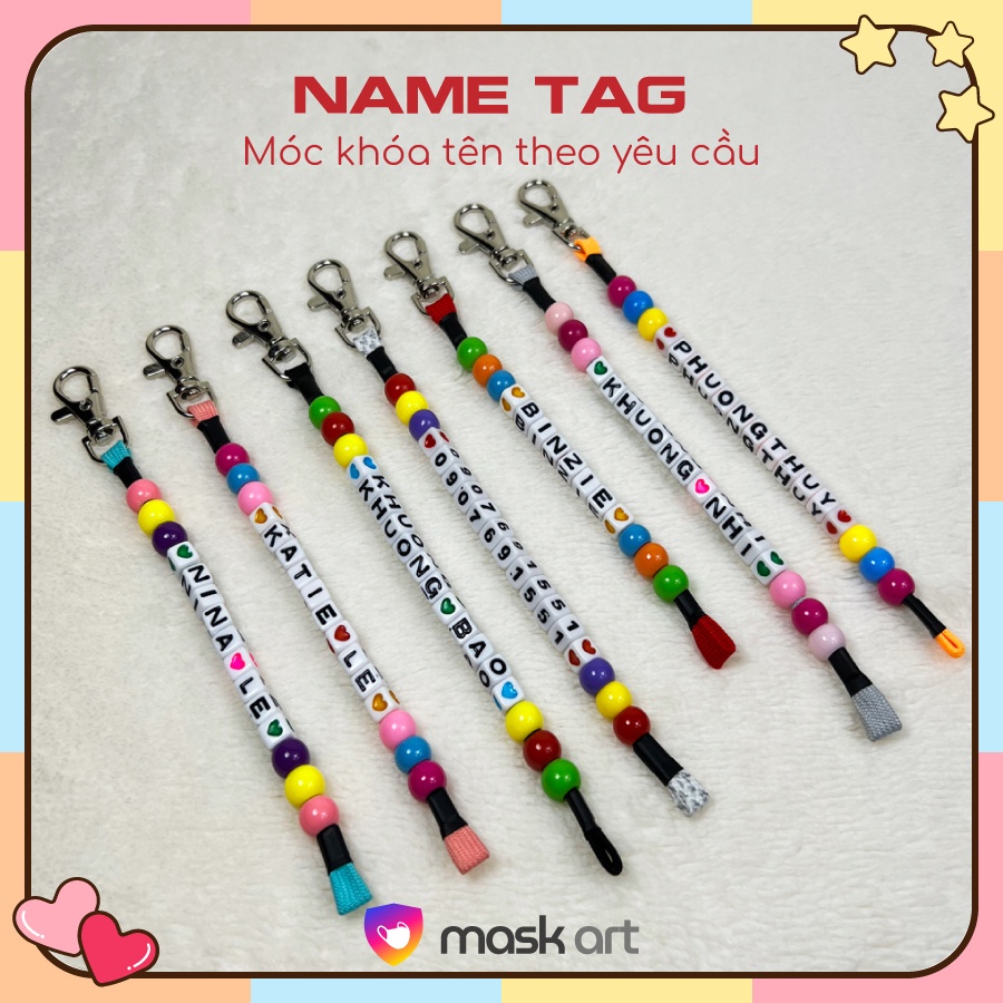 Name tag / Móc khóa treo balo dễ thương cho bé ,làm tên theo yêu cầu Maskart