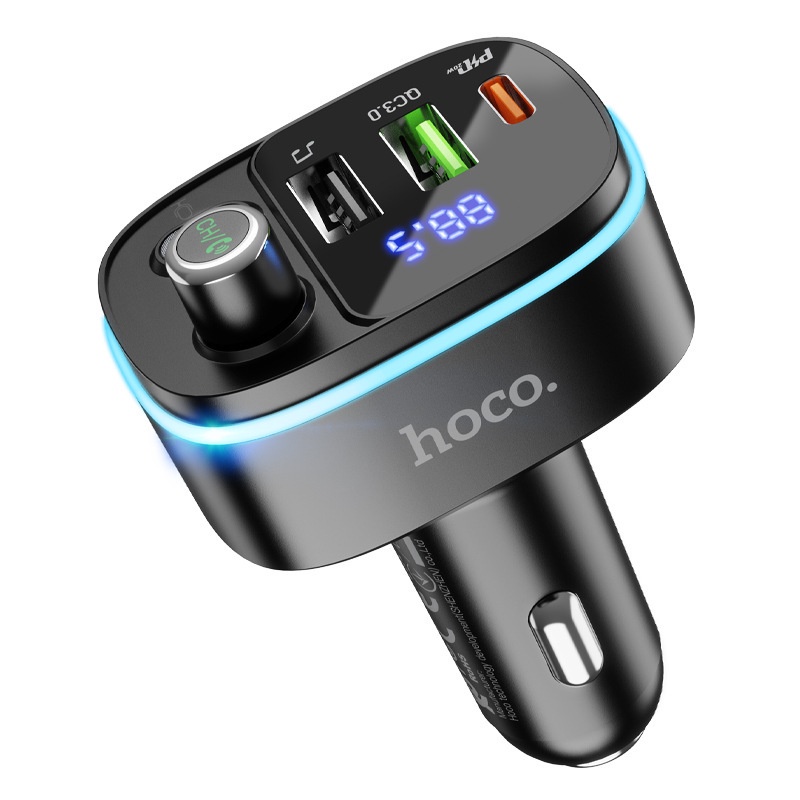 Tẩu sạc nhanh ôtô xe hơi HOCO E62, kiêm máy phát FM, máy nghe nhạc MP3, rảnh tay nghe gọi với Bluetooth5.0 QC3.0 PD20W