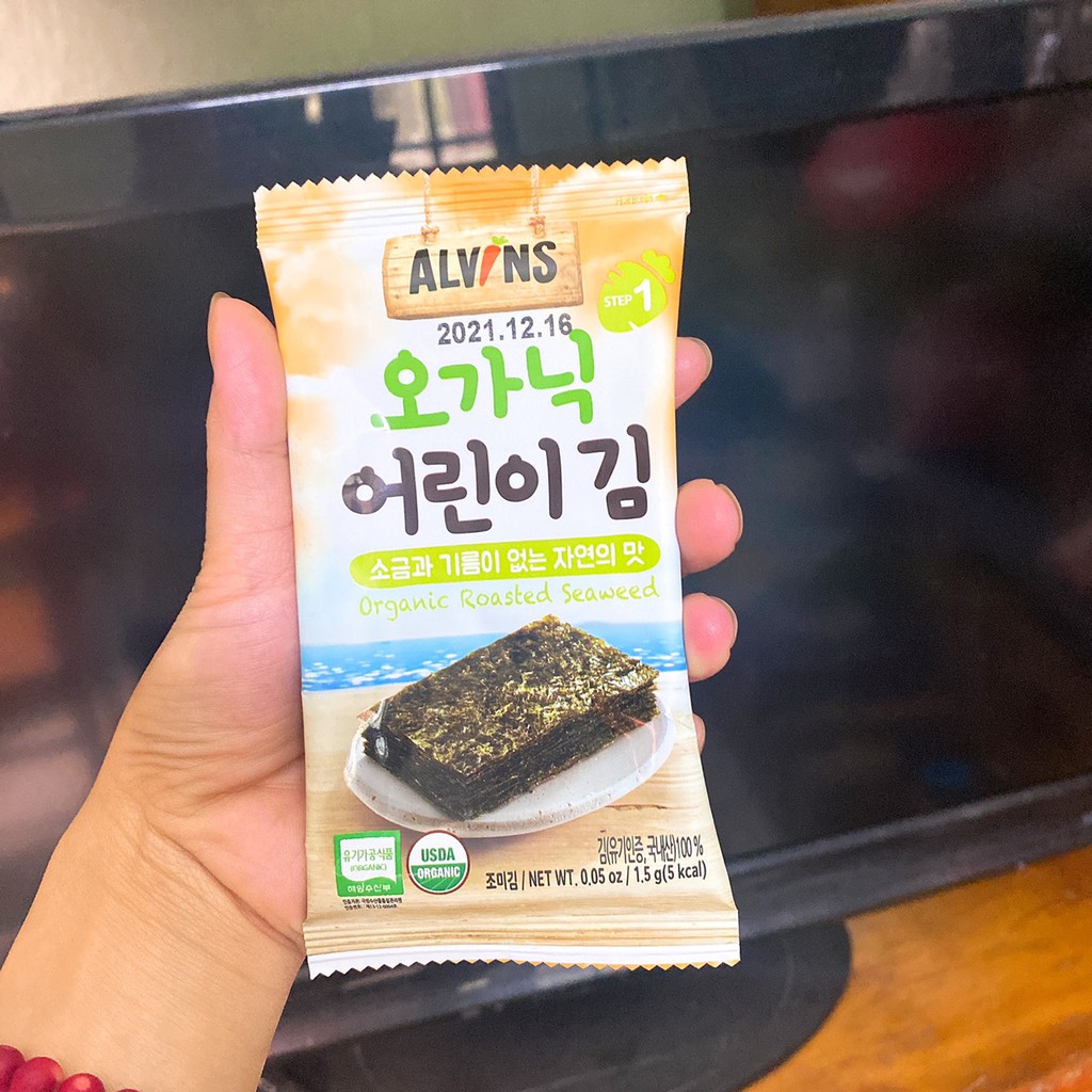 Rong biển hữu cơ tách muối Alvins Hàn Quốc cho bé ăn dặm (tách lẻ 1 gói 1,5g) TP11