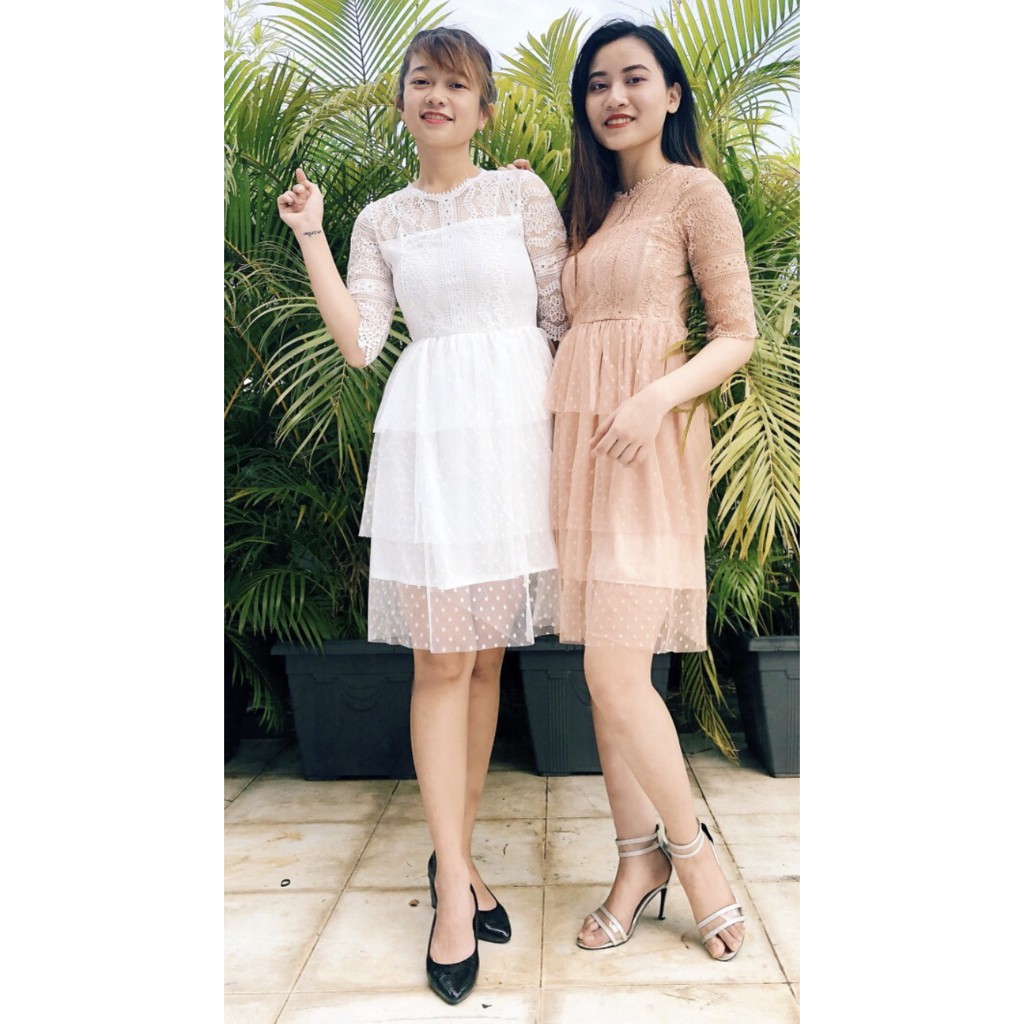 Đầm dự tiệc công chúa, đầm ren tầng dáng xoè | BigBuy360 - bigbuy360.vn