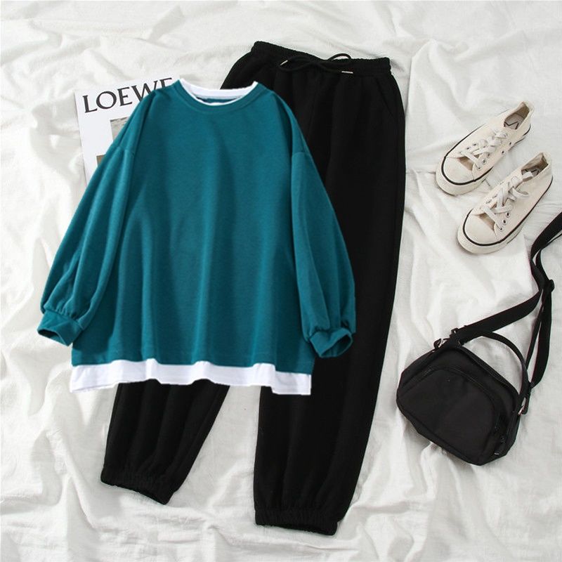 One Áo Sweater / Suit [Áo Sweater + Quần] Legging Rộng Mùa Đông Dáng Rộng Thời Trang Và Dày Cho Nữ