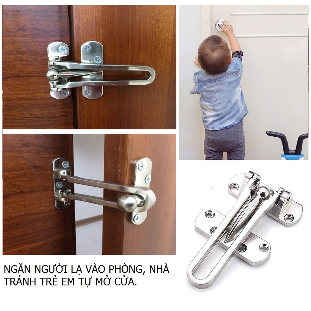 Chốt Cửa Inox - Taky - Khóa Chốt Trượt An Toàn Đề Phòng Người Lạ Đẩy Cửa Vào Phòng, Chống Mở Cửa Từ Bên Ngoài, 3150