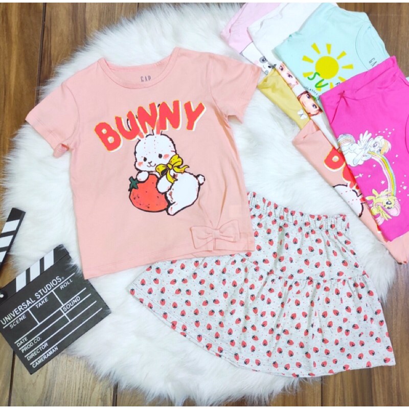 Bộ cotton áo và chân váy bé gái 4 đến 14 tuổi