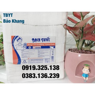 Bông Gòn Cắt Miếng Sẵn Bạch Tuyết (7×7cm) Gói 1KG