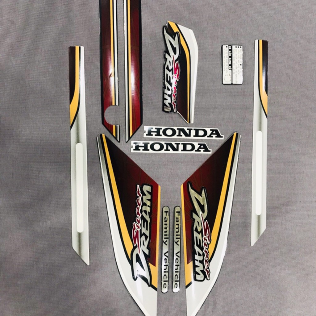 Trọn bộ tem rời dán xe máy super dream 2010 màu nâu