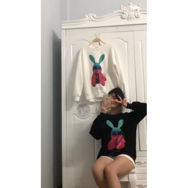 Áo nỉ hình thỏ dáng giấu quần hàng Quảng Châu, áo nỉ hình thỏ , from rộng rãi, áo đôi siêu đáng yêu | BigBuy360 - bigbuy360.vn