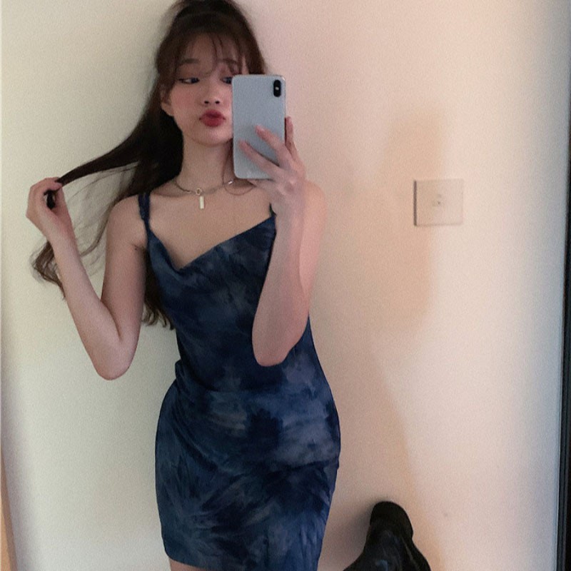 order đầm dây màu loang