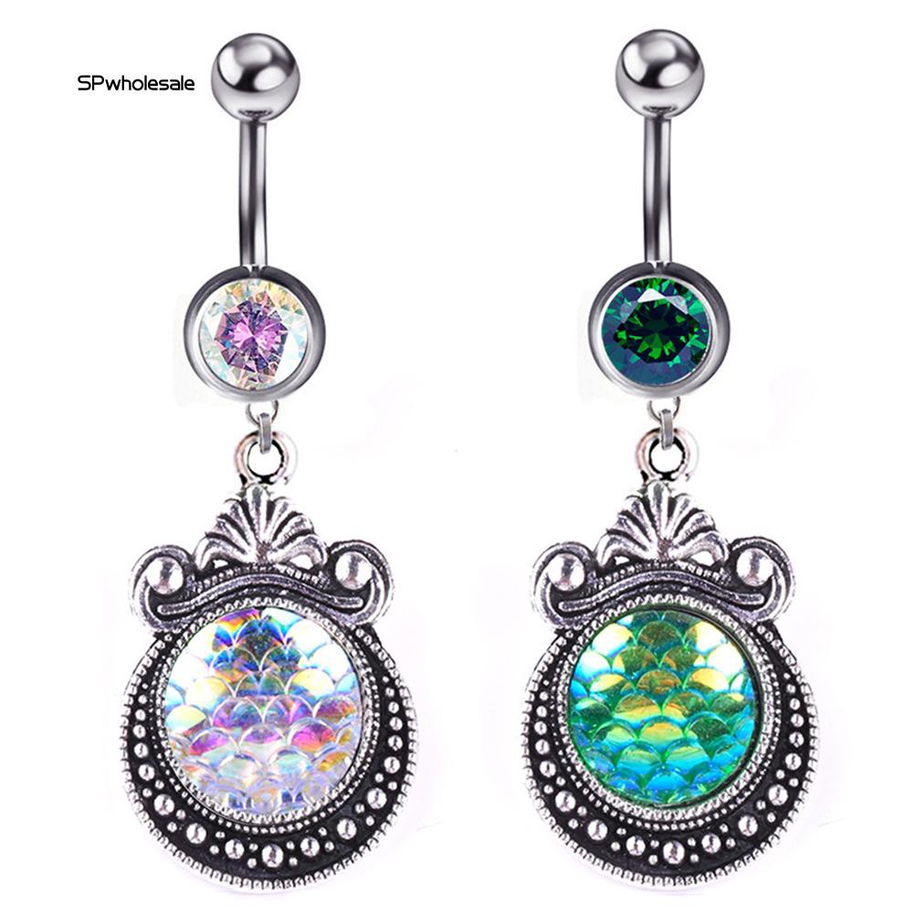 [Mã FAMAYFA giảm 10K đơn 50K] Khuyên rốn dạng thanh tạ hình vảy cá độc đáo