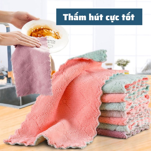 Cuộn khăn lau bếp đa năng 2 mặt thấm hút cực tốt nhanh khô cao cấp siêu mềm mại size lớn thấm dầu mỡ