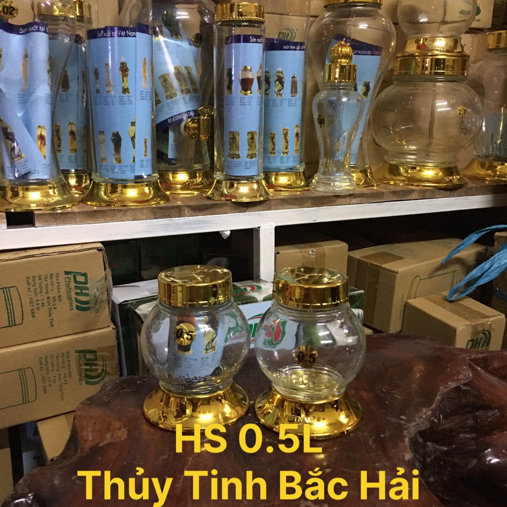 Bình Thủy Tinh Ngâm Rượu SX Tại Việt Nam HS-0.5 Lít - Thủy Tinh Bắc Hải