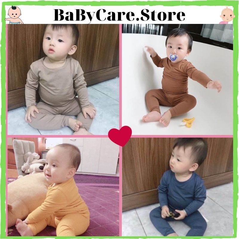 Sale! Bộ thun lạnh dài tay cho bé, Quần áo thu đông cho bé hàng Minky Mom chính hãng trơn basic