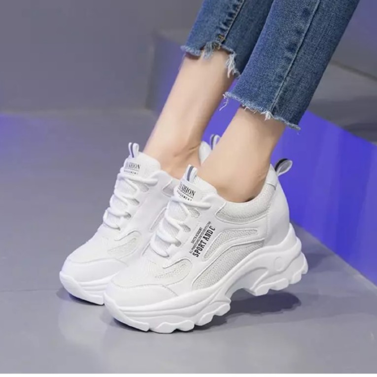Giày Sneaker Nữ, Giày Thể Thao Nữ Giày Thể Thao Nữ Độn Đế 4-5Cm Mùa Xuân Thu Hàn Quốc Màu Trắng Giá Tốt Bảo Hành 12Tháng | BigBuy360 - bigbuy360.vn