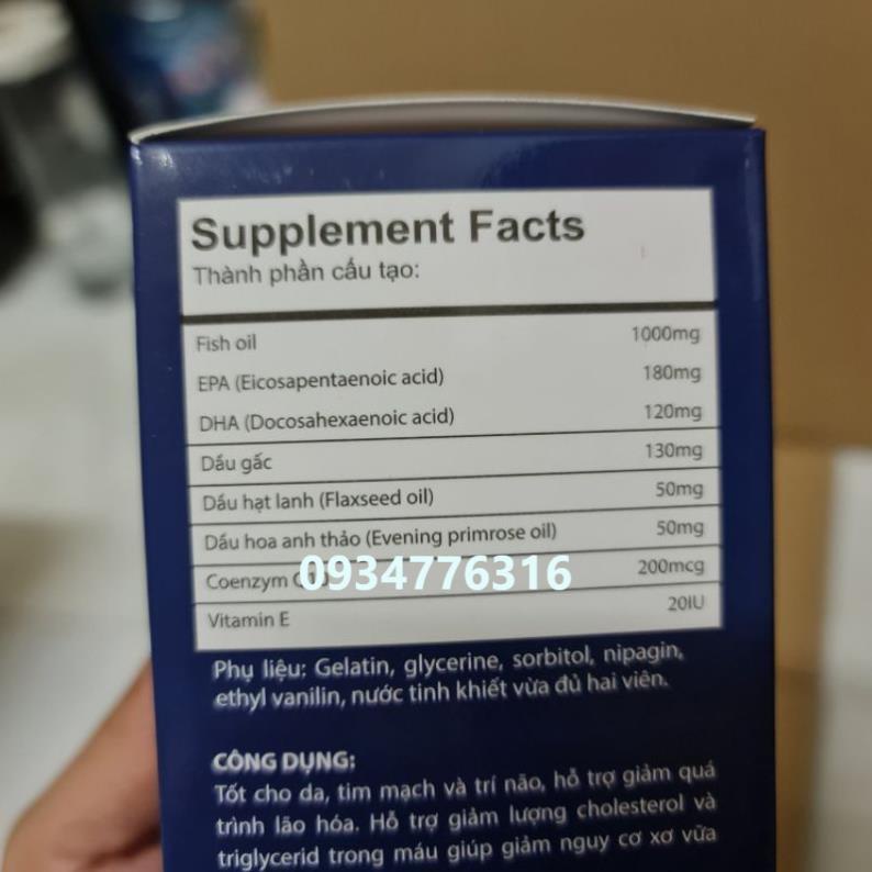 ✅ Viên Dầu Cá OMEGA 369 -  Tăng Cường Trí Não,Làm Giảm Mỏi Mắt, Khô Mắt-Hộp 100 viên