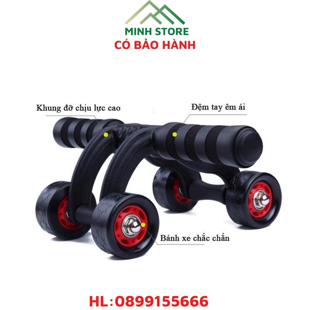 Con Lăn Tập Bụng 4 Bánh , Tập Cơ Bụng Hiệu Quả, Dụng Cụ Tập Gym Tại Nhà.