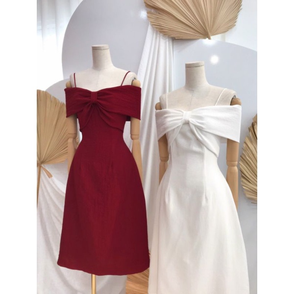 Đầm dự tiệc trễ vai 2 dây nơ ngực xinh xắn Cherry Dress | BigBuy360 - bigbuy360.vn
