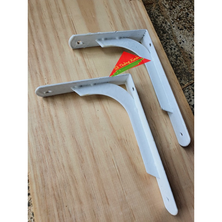 Cặp giá đỡ kệ gỗ dài 30cm bằng sắt đã sơn màu trắng rất chắc chắn chịu lực tốt trên 30kg