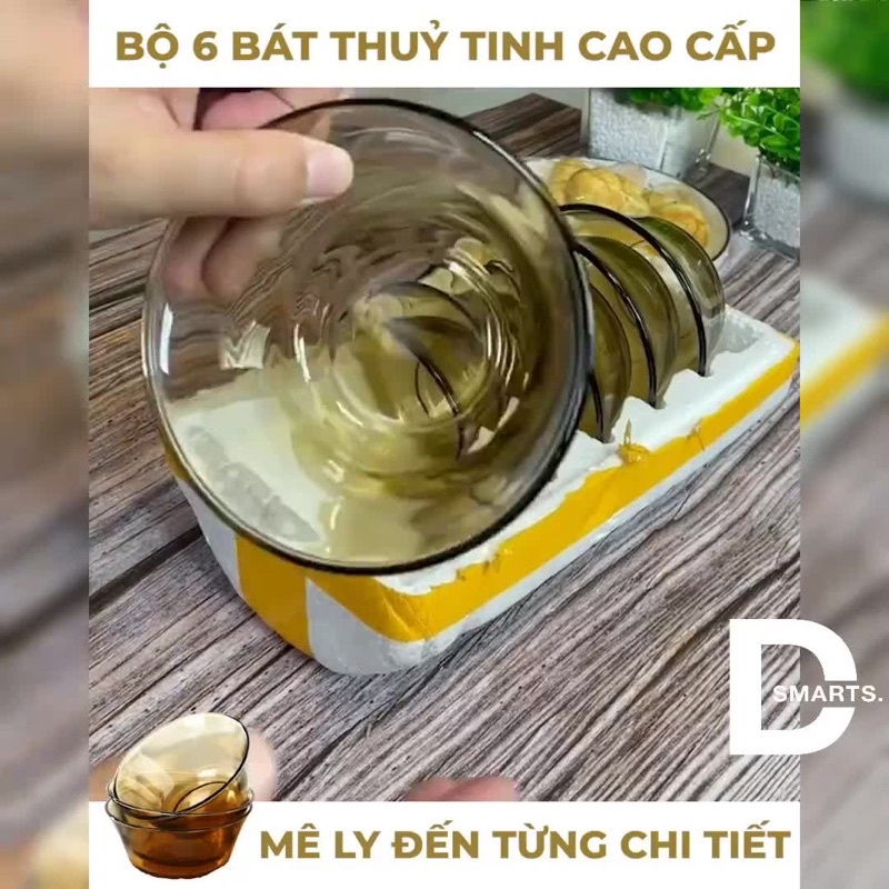 Bộ 6 bát thuỷ tinh cao cấp