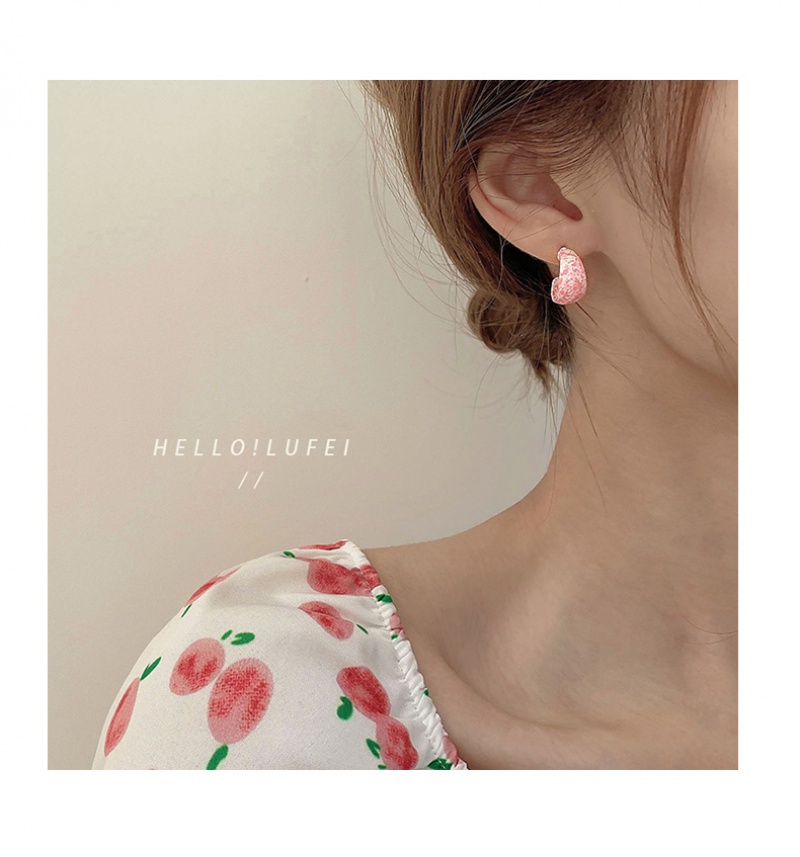 Korea Fashion Simple Pendant Earrings Enamel Flower Stud Earrings