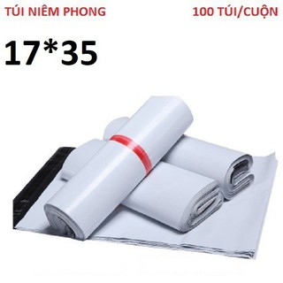 Bịch 100 Túi đóng gói hàng, niêm phong gói hàng nhiều màu kích thước 17*35-BGV