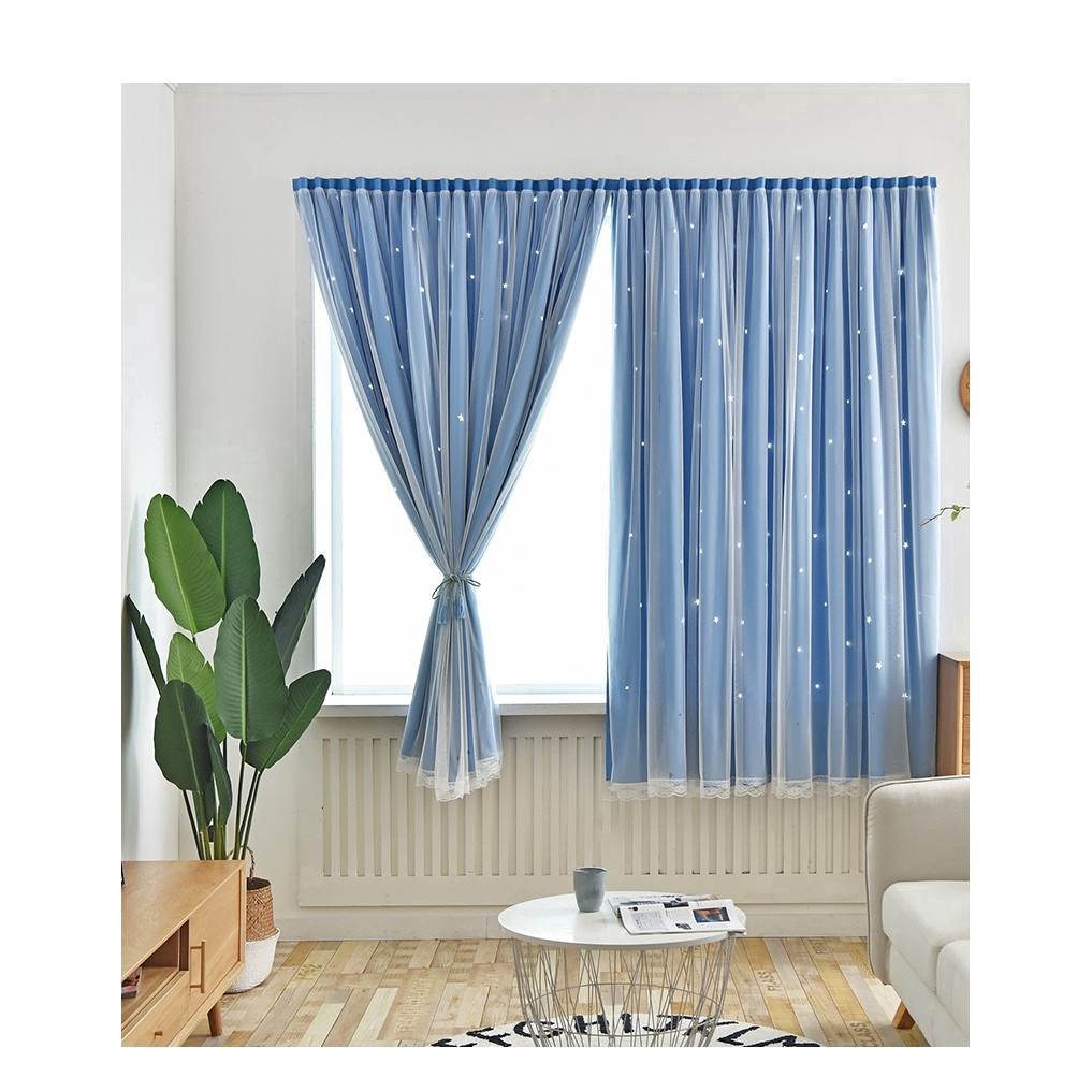 Window Self-adhesive Star Curtain/ Cute Shiny Screening Cloth/ Shading Bedroom Free Installation of Small Curtain