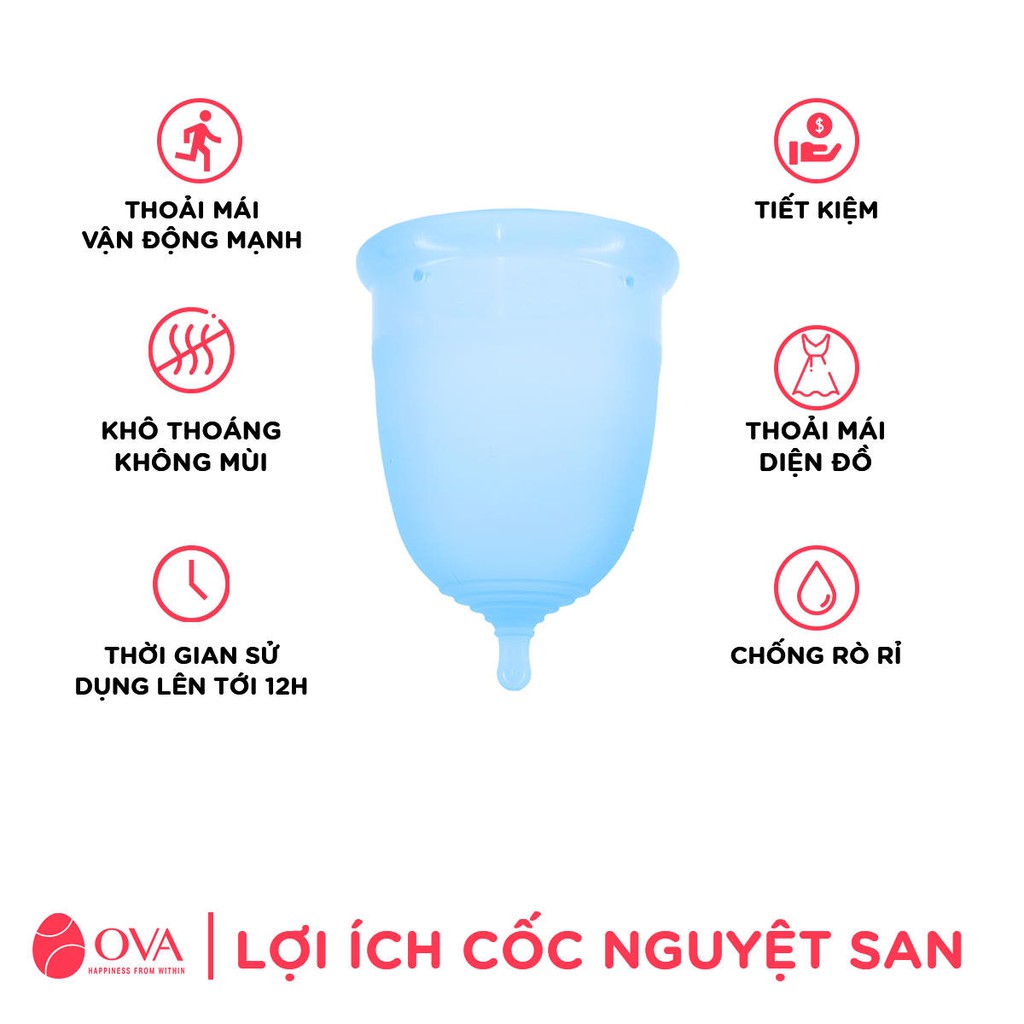 Cốc Nguyệt San Ovacup Tốt Rẻ Nhập Khẩu Mỹ 100% Silicon Y Tế An Toàn Chống Tràn Hiệu Quả Kiểm Định FDA Hoa Kỳ