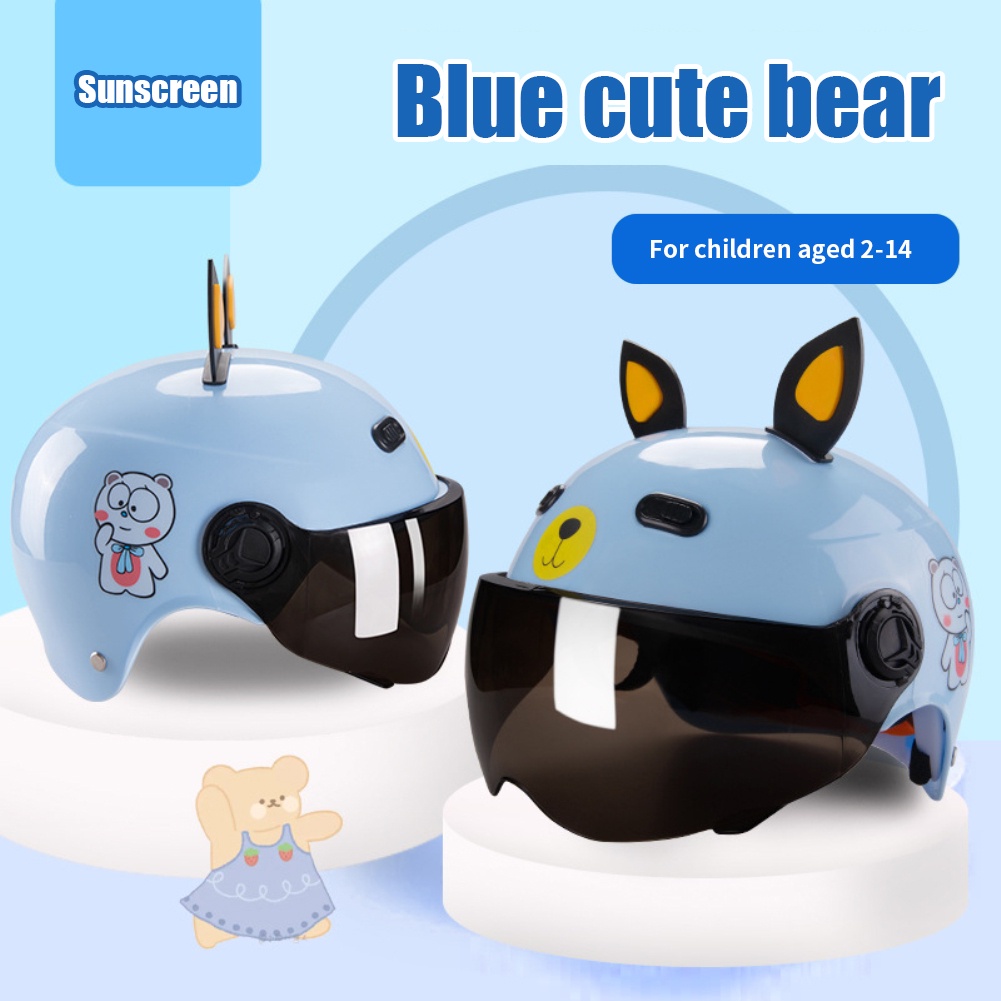 ✨Có Sẵn✨Mũ Bảo Hiểm Trẻ Em Với Đôi Tai 2-12 Tuổi Bé Trai Và Bé Gái Bé Trung Niên Trẻ Em Sinh Viên mũ Bảo Hiểm Mùa Hè Chống Nắng 4 Mùa Đa Năng