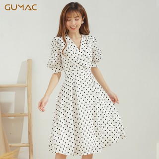 Đầm bi tay phồng da644 gumac