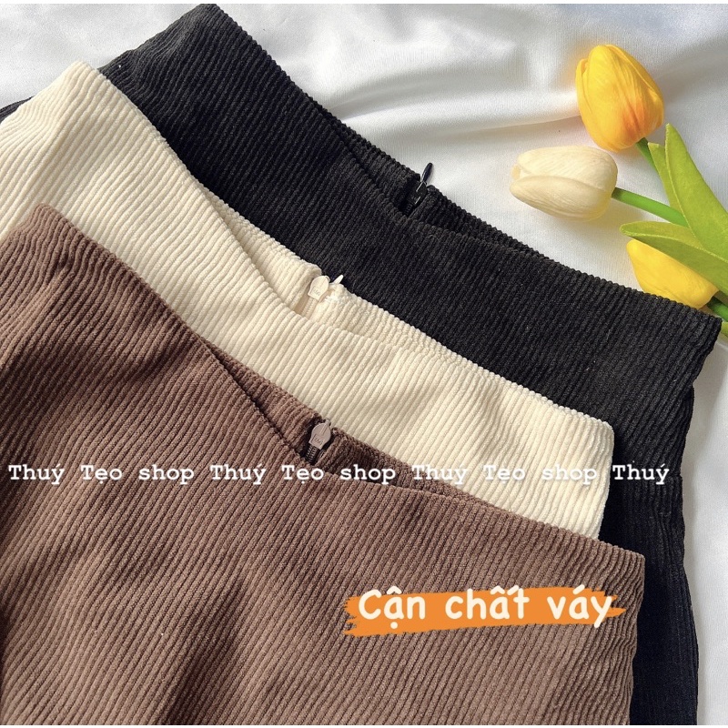[Xả Tết] CHÂN VÁY NHUNG TĂM XOÈ PHÔNG CẠP BỒNG