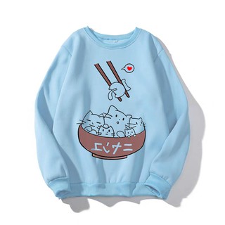 Áo Sweater nữ in Mèo Cute vải nỉ bông mềm mịn (NHIỀU MÀU) size 40-70kg