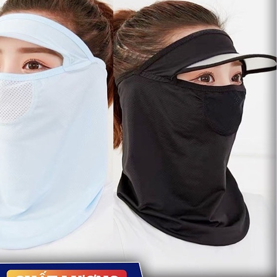 Mũ Ninja Nửa Đầu Cổ Vải Lụa Lạnh Thoáng Khí Chống Nắng Chống Bụi Bảo Vệ Mới