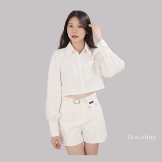 Sơ mi croptop trắng dài tay