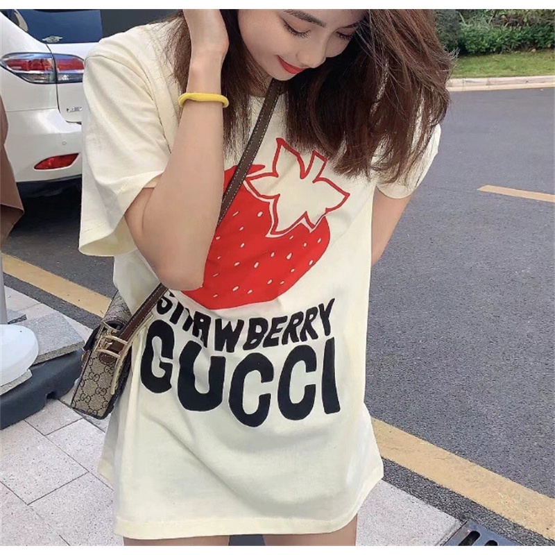 Áo Thun Thể Thao Tay Ngắn Vải Cotton In Hình Dâu Tây Dễ Thương Cho Nam Và Nữ