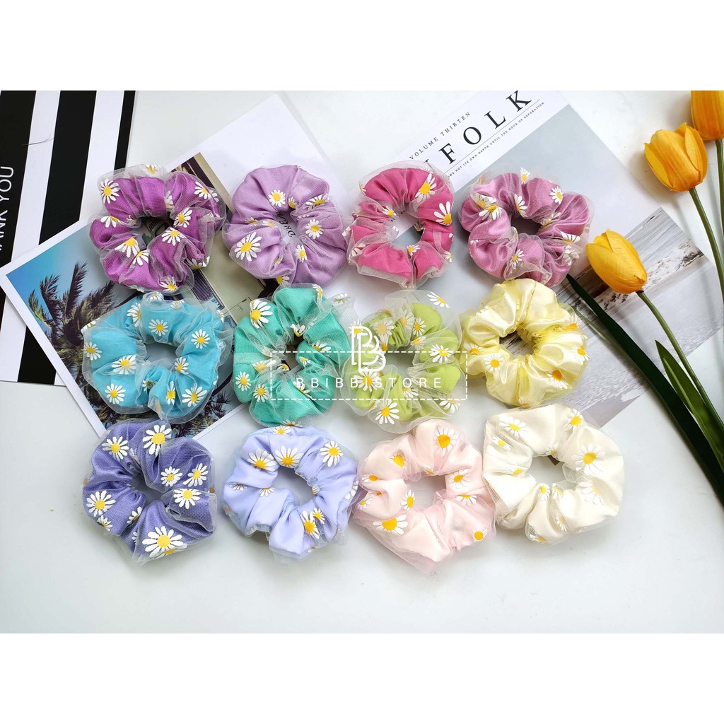 Dây buộc tóc Scrunchies 2 LỚP HOA CÚC , HOT HIT, SIÊU XINH