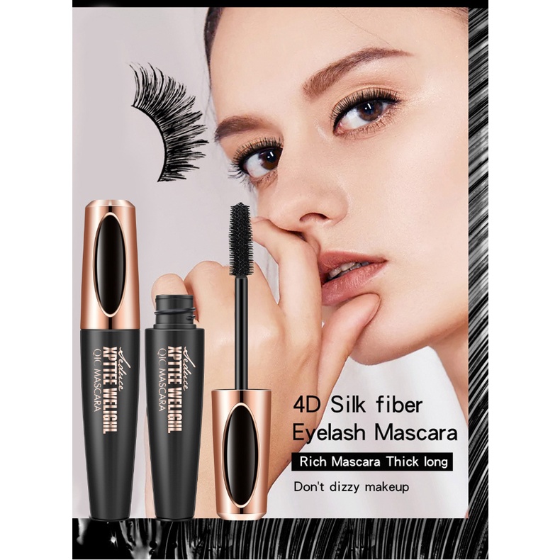 Mascara Sợi Tơ 4D Màu Đen Chống Thấm Nước Chuốt Dài Mi