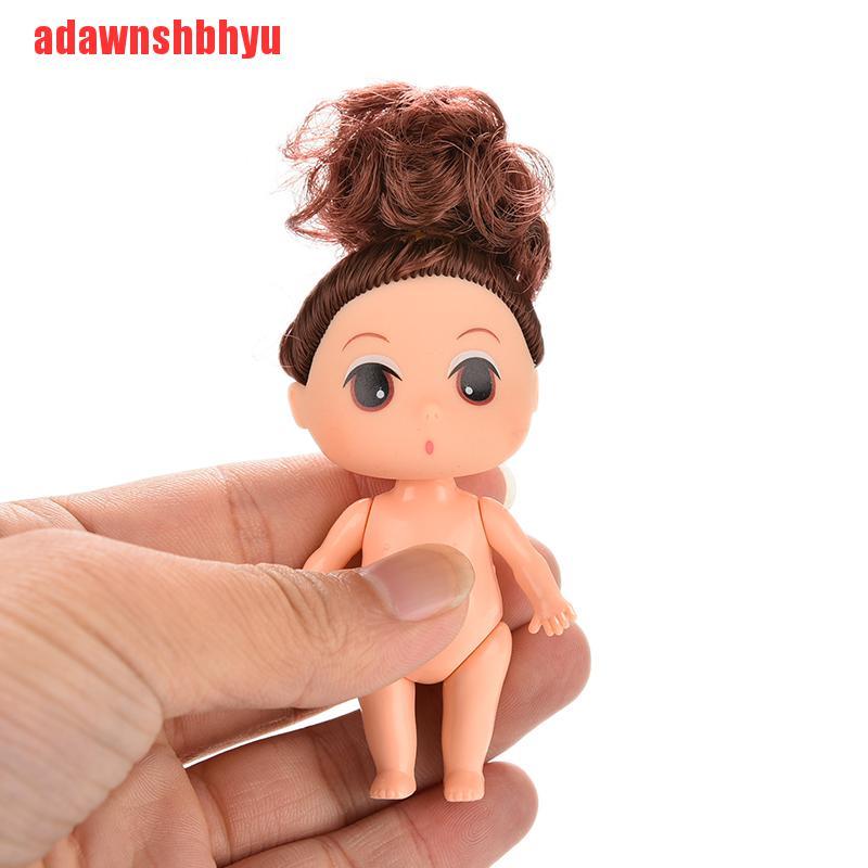 [adawnshbhyu]9cm Doll for Mini Ddung Dolls with Brown Bun Hair Baking Mold Dolls Girl Toys