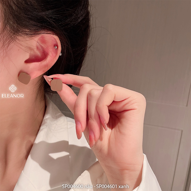 Bông tai nữ chuôi bạc 925 Eleanor Accessories hình vuông màu sắc trẻ trung phụ kiện trang sức Hàn Quốc dễ thương
