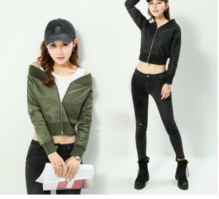 ÁO KHOÁC GIÓ NỮ FORM RỘNG CROPTOP