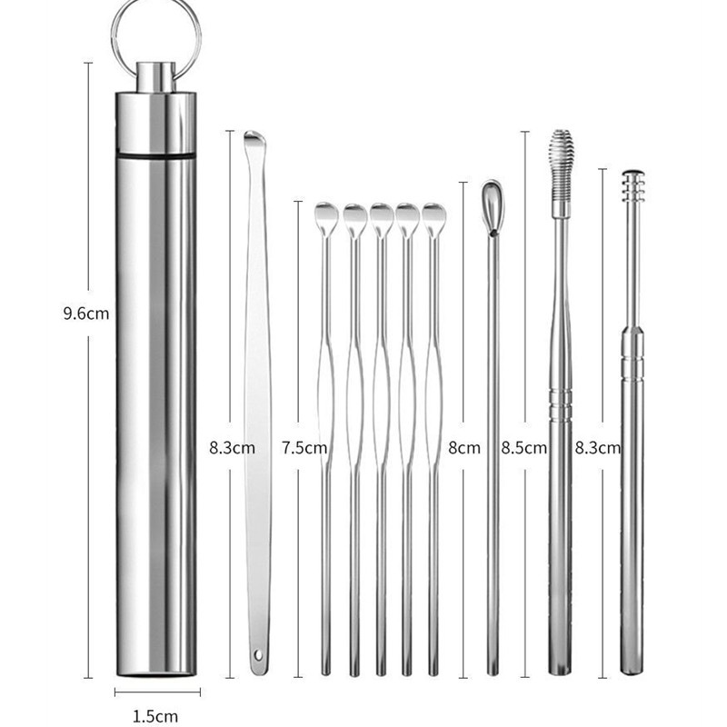 Set 6/9/10 Dụng Cụ Lấy Ráy Tai Chăm Sóc Tai Dành Cho Người Lớn Và Trẻ Em