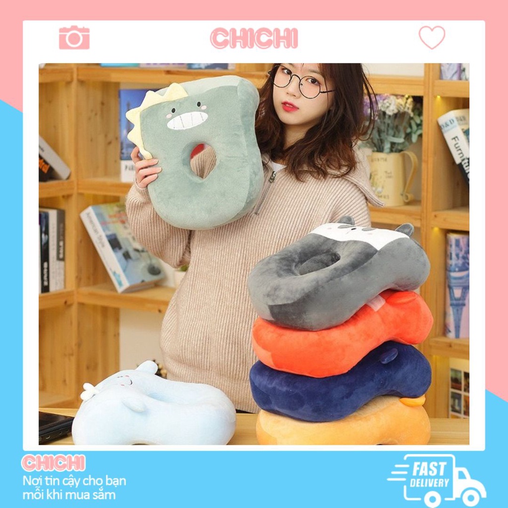 Gối Ngủ Trưa Văn Phòng Hình Thú Dễ Thương 🦐FREESHIP🦐 Gối Ngủ Trưa Văn Phòng Tiện Dụng Có Lỗ Thở Thoáng Khí GVP11 Chichi